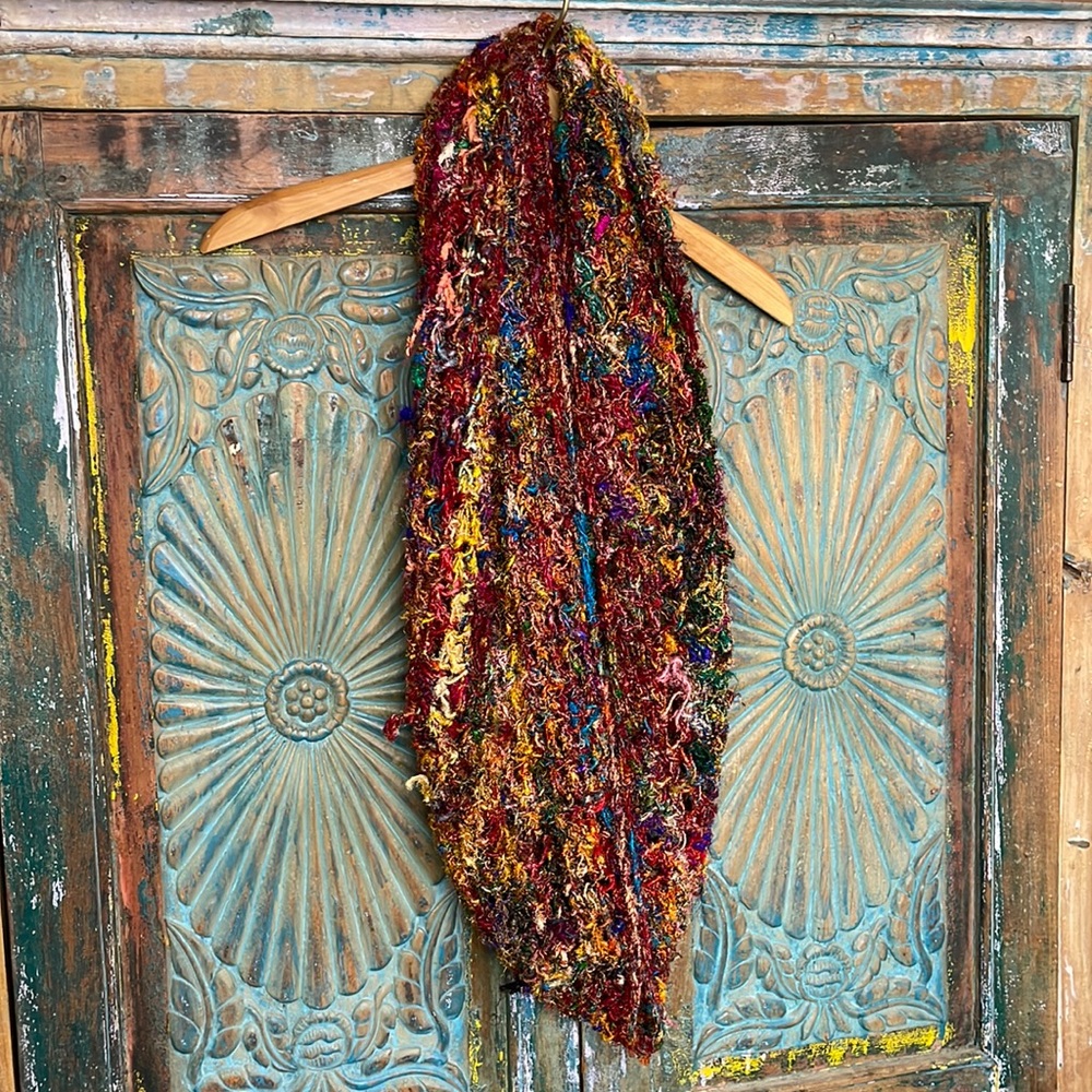 Stunning handmade recycled silk infinity scarf